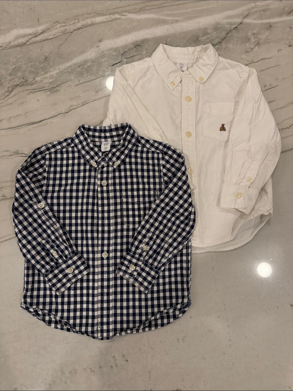 Gap Toddler Boy Navy Gingham and White Oxford Shirts